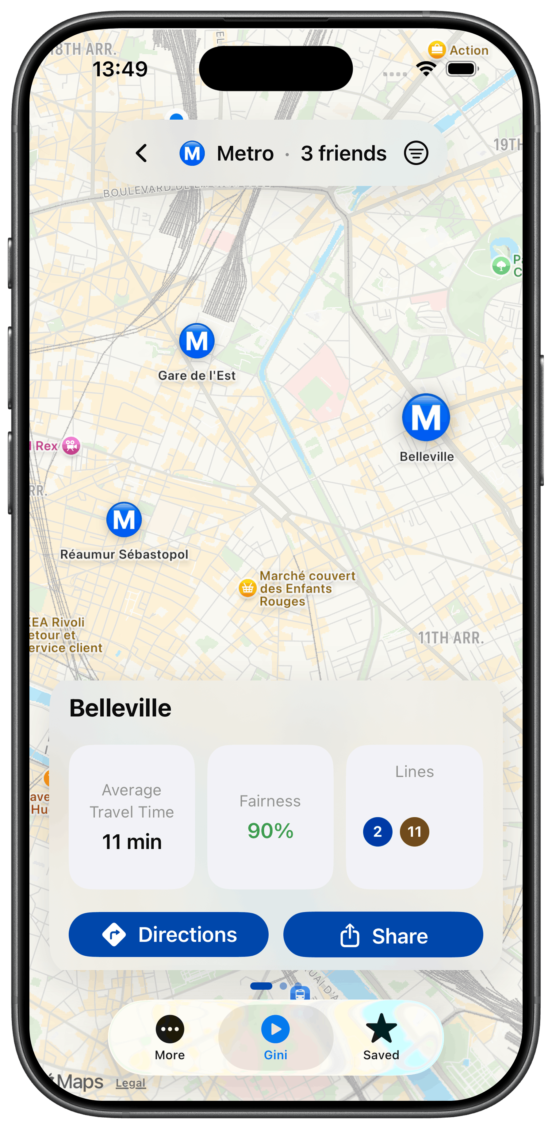 pariGINI — metro map view